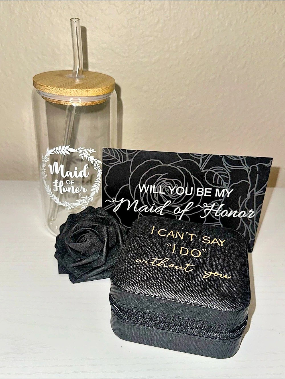 Maid of Honor Gift Set Black Clear New Unused Whimsigoth Goth Wedding New